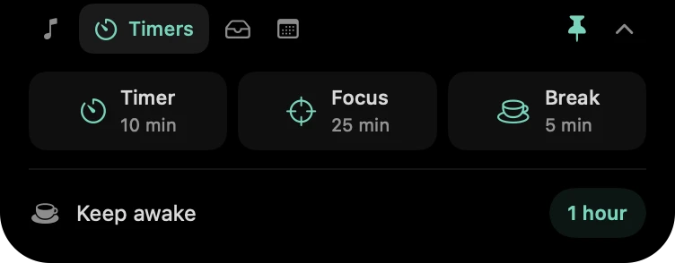 Mac Control screenshot: island timers