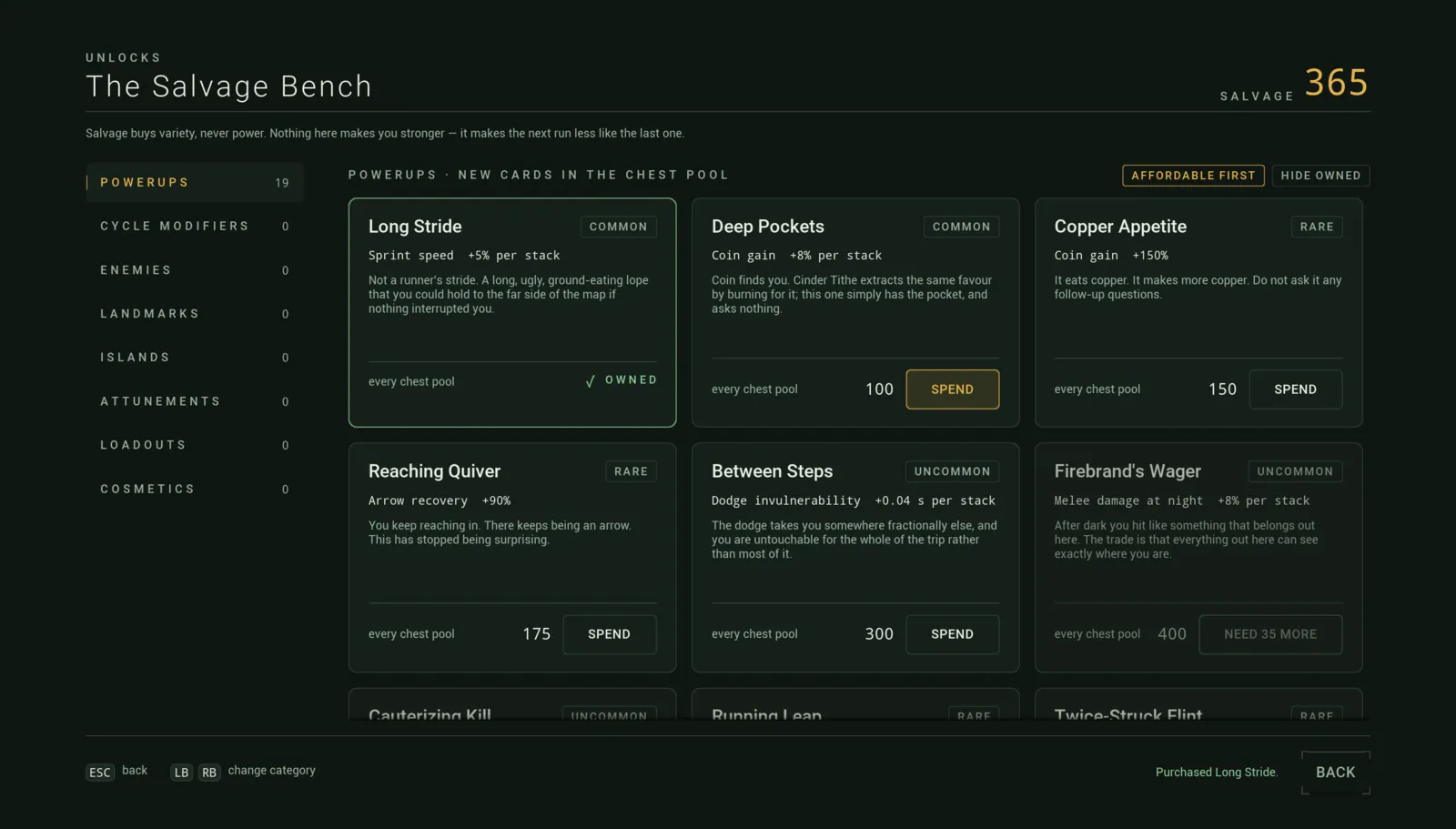 MIRE screenshot: salvage bench